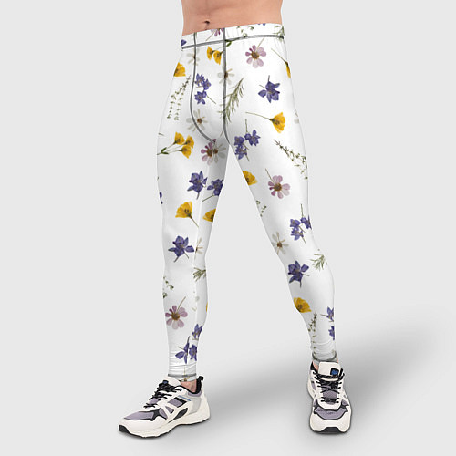 Мужские тайтсы Простые цветы на белом фоне / 3D-принт – фото 3