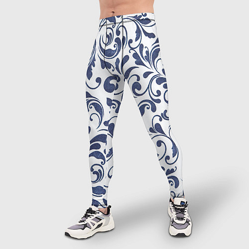 Мужские тайтсы Гжелевый рисунок / 3D-принт – фото 3