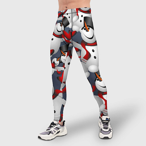 Мужские тайтсы ВОЗДУШНЫЕ СНЕГОВИКИ / 3D-принт – фото 3