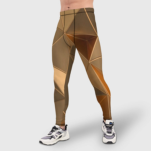 Мужские тайтсы Золотые 3D треугольники / 3D-принт – фото 3