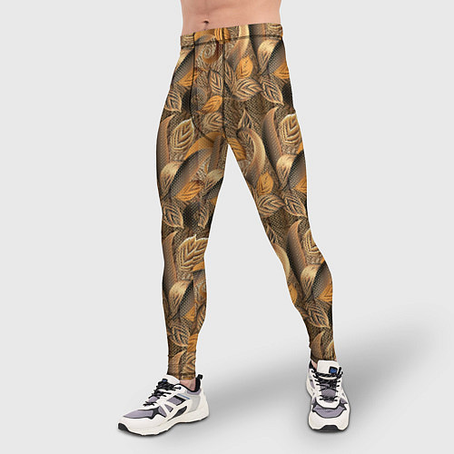 Мужские тайтсы Абстрактные объемные листочки / 3D-принт – фото 3
