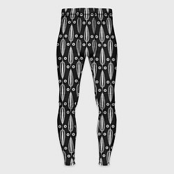 Мужские тайтсы Черно-белый современный модный узор листья