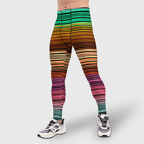 Мужские тайтсы Multicolored thin stripes Разноцветные полосы / 3D-принт – фото 3