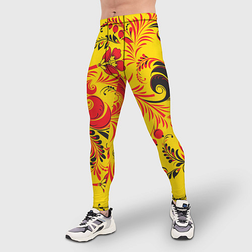 Мужские тайтсы Хохломская Роспись Цветы / 3D-принт – фото 3
