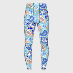 Тайтсы мужские Турецкий огурец Turkish cucumber blue pattern, цвет: 3D-принт