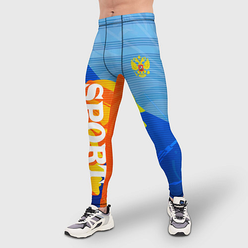 Мужские тайтсы РОССИЯ - СПОРТ - ГЕРБ / 3D-принт – фото 3