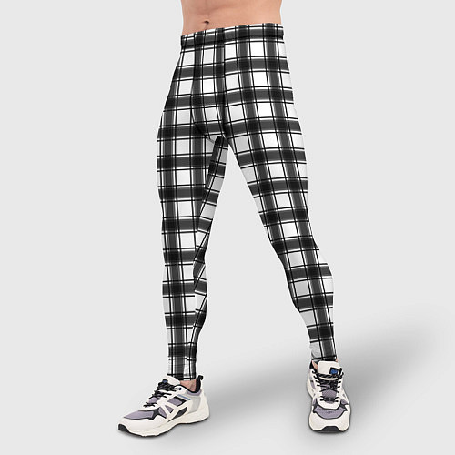 Мужские тайтсы Black and white trendy checkered pattern / 3D-принт – фото 3