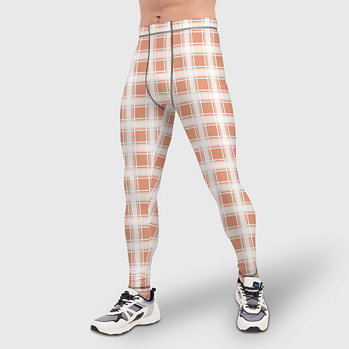 Мужские тайтсы Light beige plaid fashionable checkered pattern / 3D-принт – фото 3