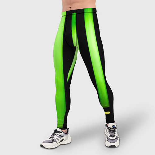 Мужские тайтсы Абстрактные неоновые колбы с кислотой - Зелёный / 3D-принт – фото 3