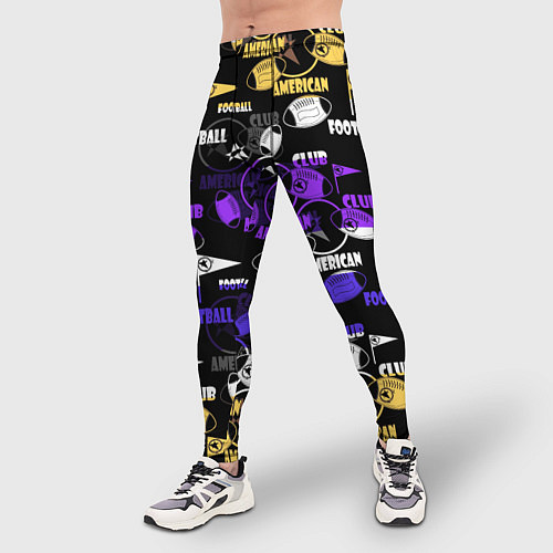 Мужские тайтсы Американский футбол паттерн / 3D-принт – фото 3