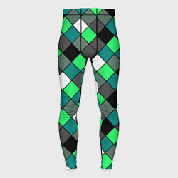 Тайтсы мужские Геометрический узор в зеленых и черный тонах, цвет: 3D-принт