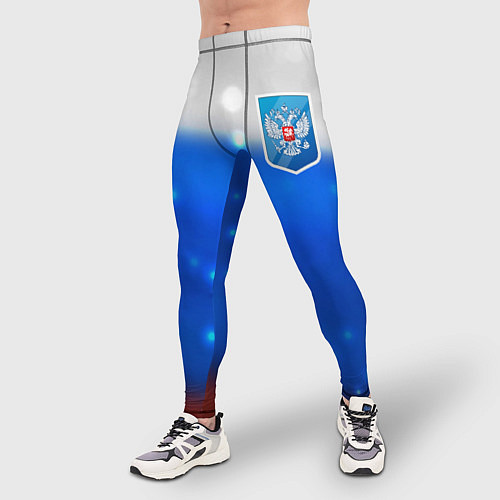 Мужские тайтсы Герб России Blue / 3D-принт – фото 3