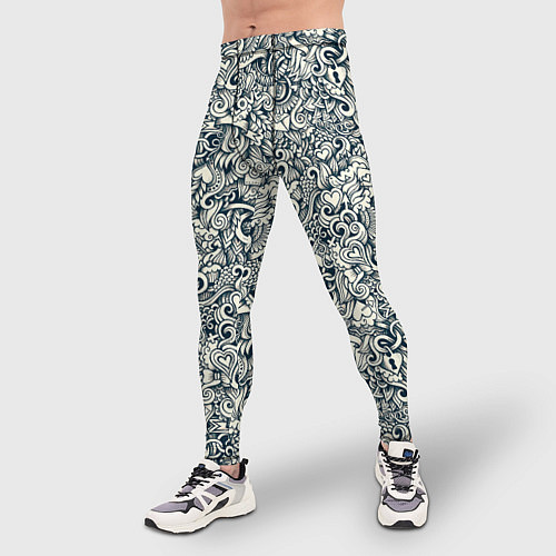 Мужские тайтсы Дудл иллюстрация любовь / 3D-принт – фото 3