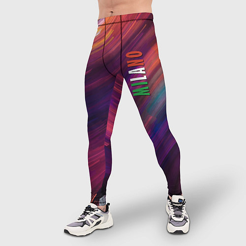 Мужские тайтсы Разноцветная экспрессивная композиция - Milano / 3D-принт – фото 3