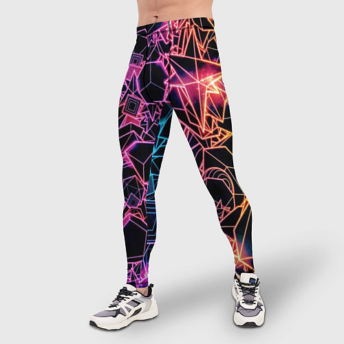 Мужские тайтсы Неоновые трехмерные фигуры / 3D-принт – фото 3