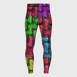 Тайтсы мужские Грубая вязка - цветная клетка - fashion 2044, цвет: 3D-принт