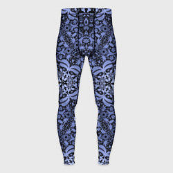 Тайтсы мужские Ажурный модный кружевной синий узор, цвет: 3D-принт