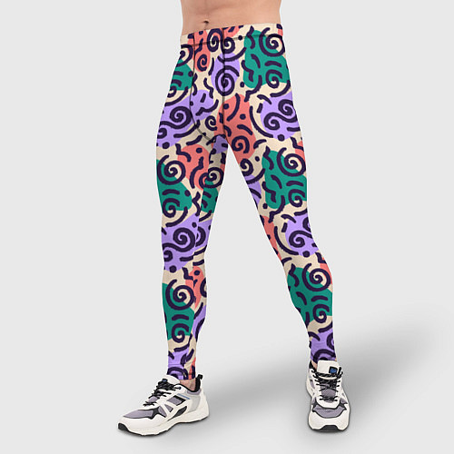 Мужские тайтсы Полосы и фигуры гранж / 3D-принт – фото 3