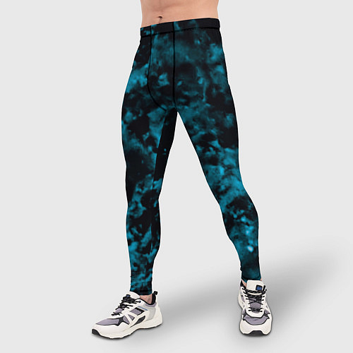 Мужские тайтсы Камуфляж с голубым оттенком / 3D-принт – фото 3