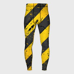 Тайтсы мужские WARNING - желто-черные полосы, цвет: 3D-принт