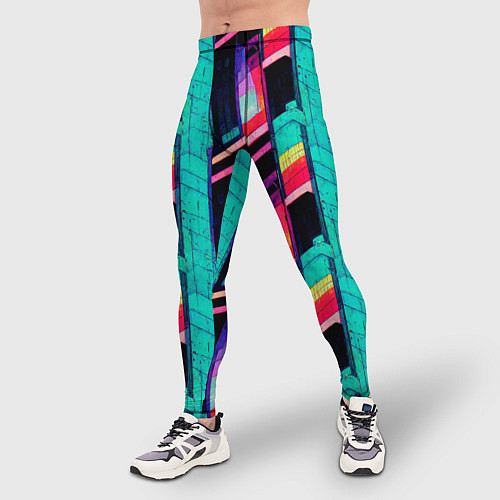 Мужские тайтсы Этажи в стиле аниме 90х - паттерн / 3D-принт – фото 3