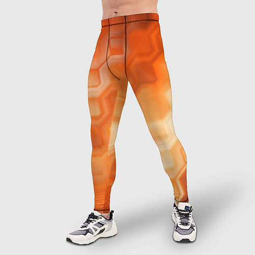 Мужские тайтсы Золотисто-оранжевый туманный паттерн / 3D-принт – фото 3