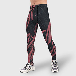 Тайтсы мужские Бордовое граффити, цвет: 3D-принт — фото 2