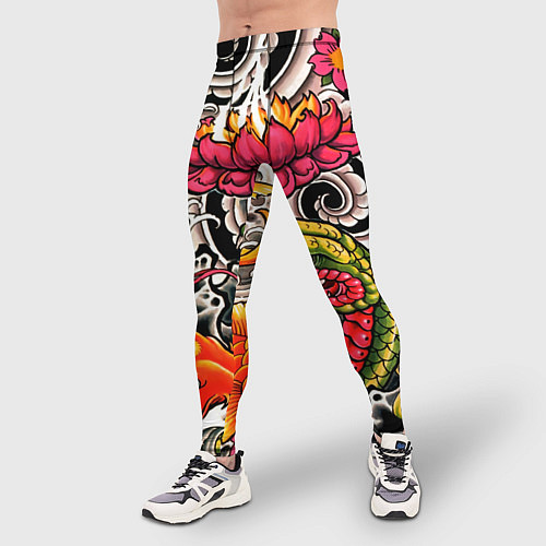 Мужские тайтсы Иредзуми: цветущий лотос / 3D-принт – фото 3
