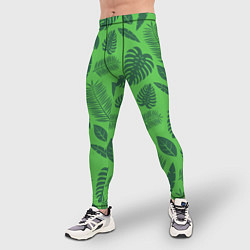 Тайтсы мужские Зеленые листики, цвет: 3D-принт — фото 2