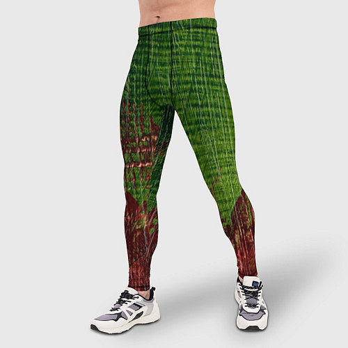 Мужские тайтсы Зелёная и бордовая текстура / 3D-принт – фото 3