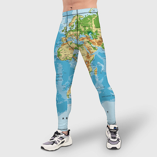 Мужские тайтсы Атлас мира / 3D-принт – фото 3