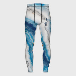 Тайтсы мужские Узор волна голубой океанический агат, цвет: 3D-принт