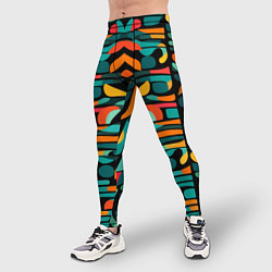 Тайтсы мужские Абстрактный красочный паттерн - мода, цвет: 3D-принт — фото 2