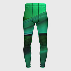 Тайтсы мужские Зеленые абстрактные волны, цвет: 3D-принт