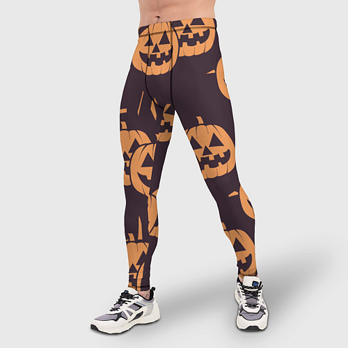 Мужские тайтсы Фонарь джек в грандж стиле halloween тыква cartoon / 3D-принт – фото 3