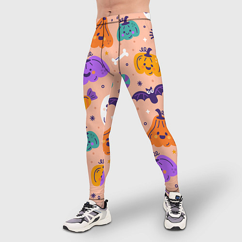 Мужские тайтсы Halloween - pumpkins and ghosts / 3D-принт – фото 3