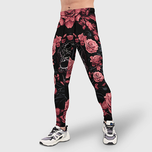 Мужские тайтсы И череп и розы / 3D-принт – фото 3
