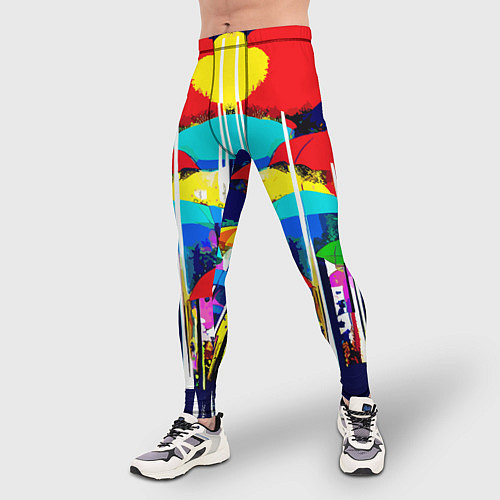 Мужские тайтсы Mirror pattern of umbrellas - pop art / 3D-принт – фото 3