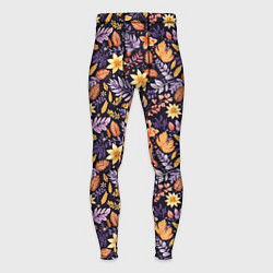 Мужские тайтсы Паттерн из листочков и цветочков