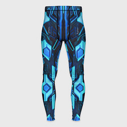 Тайтсы мужские Киберпанк неоновая броня синяя, цвет: 3D-принт