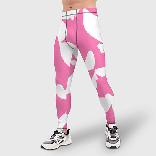 Мужские тайтсы Бело-розовая абстрактная композиция / 3D-принт – фото 3