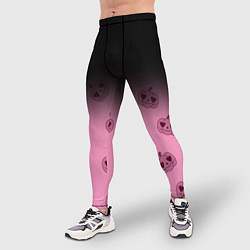 Тайтсы мужские Черно-розовый градиент и хэллоуинские тыквы паттер, цвет: 3D-принт — фото 2