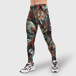 Тайтсы мужские Татуировка ирезуми в японском стиле, цвет: 3D-принт — фото 2