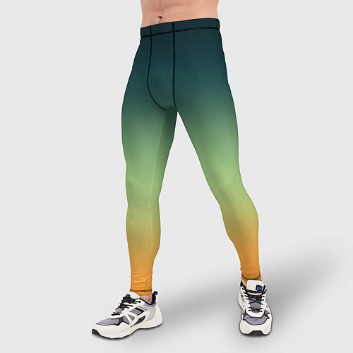 Мужские тайтсы Темно-зеленый и желтый градиент / 3D-принт – фото 3