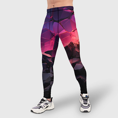 Мужские тайтсы Темные фиолетовые камни текстура / 3D-принт – фото 3