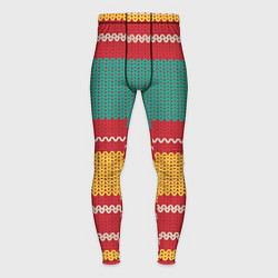 Тайтсы мужские Разноцветные вязаные полоски, цвет: 3D-принт