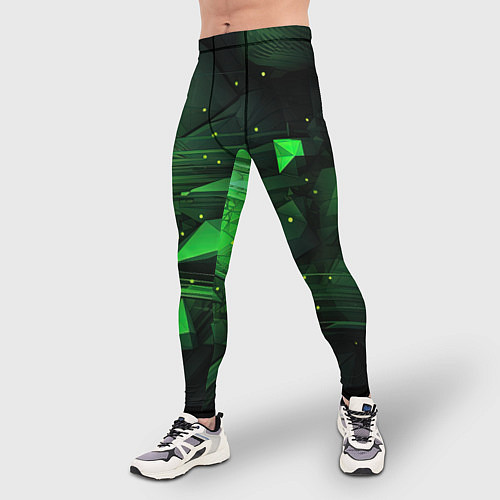 Мужские тайтсы Преобразования зеленого в абстракции / 3D-принт – фото 3