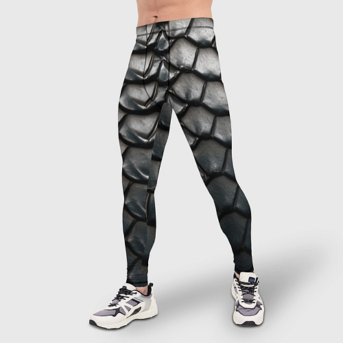 Мужские тайтсы Текстура черного дракона / 3D-принт – фото 3