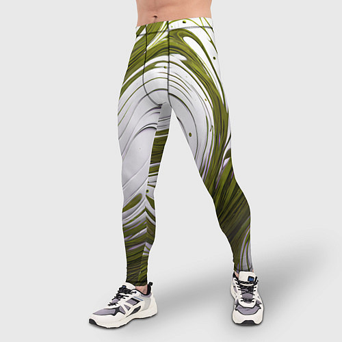 Мужские тайтсы Бело-зеленая краска / 3D-принт – фото 3