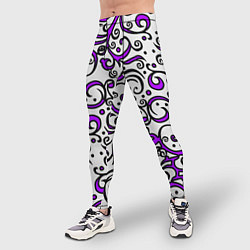 Тайтсы мужские Фиолетовые кружевные узоры, цвет: 3D-принт — фото 2